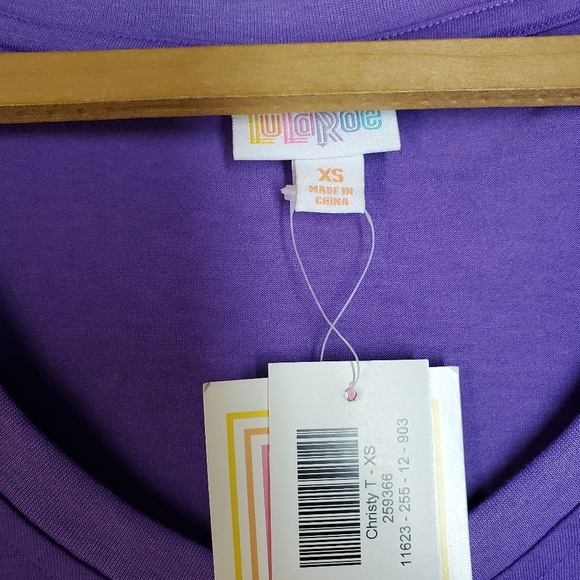 NWT 2 piece LulaRoe Christy T Purple and Navy.  Size XS - Picture 4 of 9